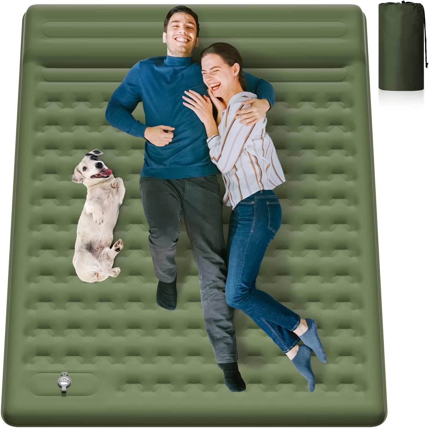 Camping Air Bed 12-15CM Extra Thick, Reinforced Support Structure with Built-in Foot Pump and Pillow Portable Camping Sleeping Mat Air Mattress for Tent Backpacking Hiking Travel