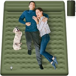 Sleeping Pad 4.7" Extra Thick, Reinforced Support Structure with Built-in Foot Pump and Pillows Portable Camping Air Mattress Bed for Tent Backpacking Hiking