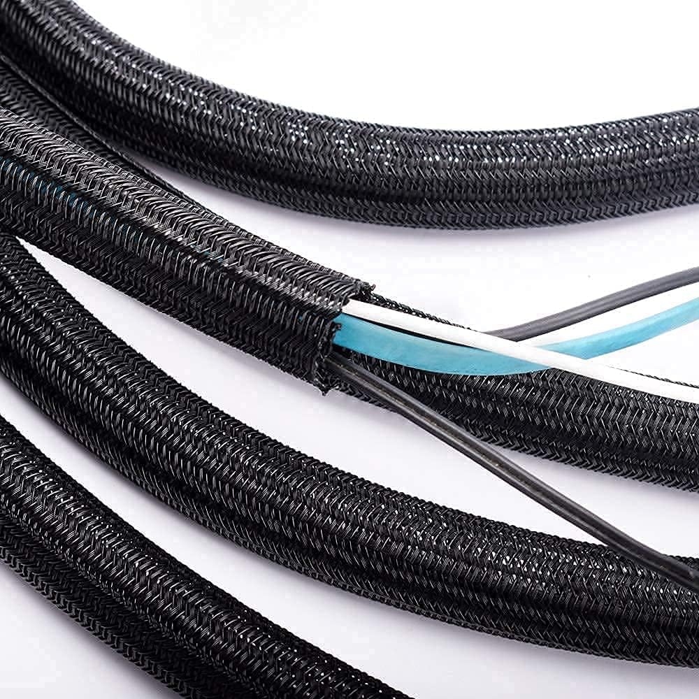 ZhiYo Braided Cable Sleeve(20ft 1/2'') & Wire Loom Split Tubing(50ft 3/8”) Bundle