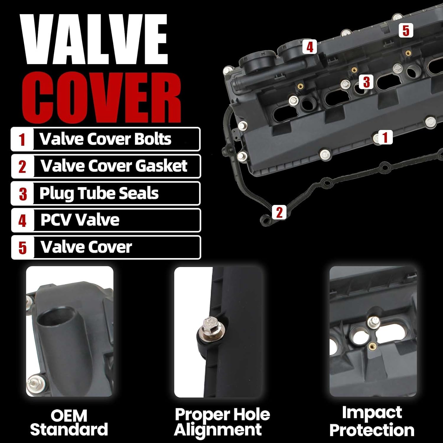 MITZONE Valve Cover Set Left Side and Right Side Compatible with Land Rover LR4 Range Rover Sport 2010-2021 Jaguar XF XE XK XJ F-Type XKR XJR 2010-2021 5.0L V8 Replace LR041443