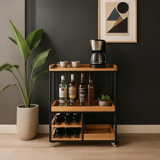 Carrinho Aparador Adega Bar Café Madeira Maciça Industrial, TreeArbor