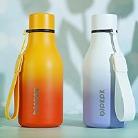 Vista 24 de BJPKPK Botellas de agua aisladas, botella de agua de metal de acero inoxidable de 18 onzas con correa, termo a prueba de fugas sin BPA, tazas