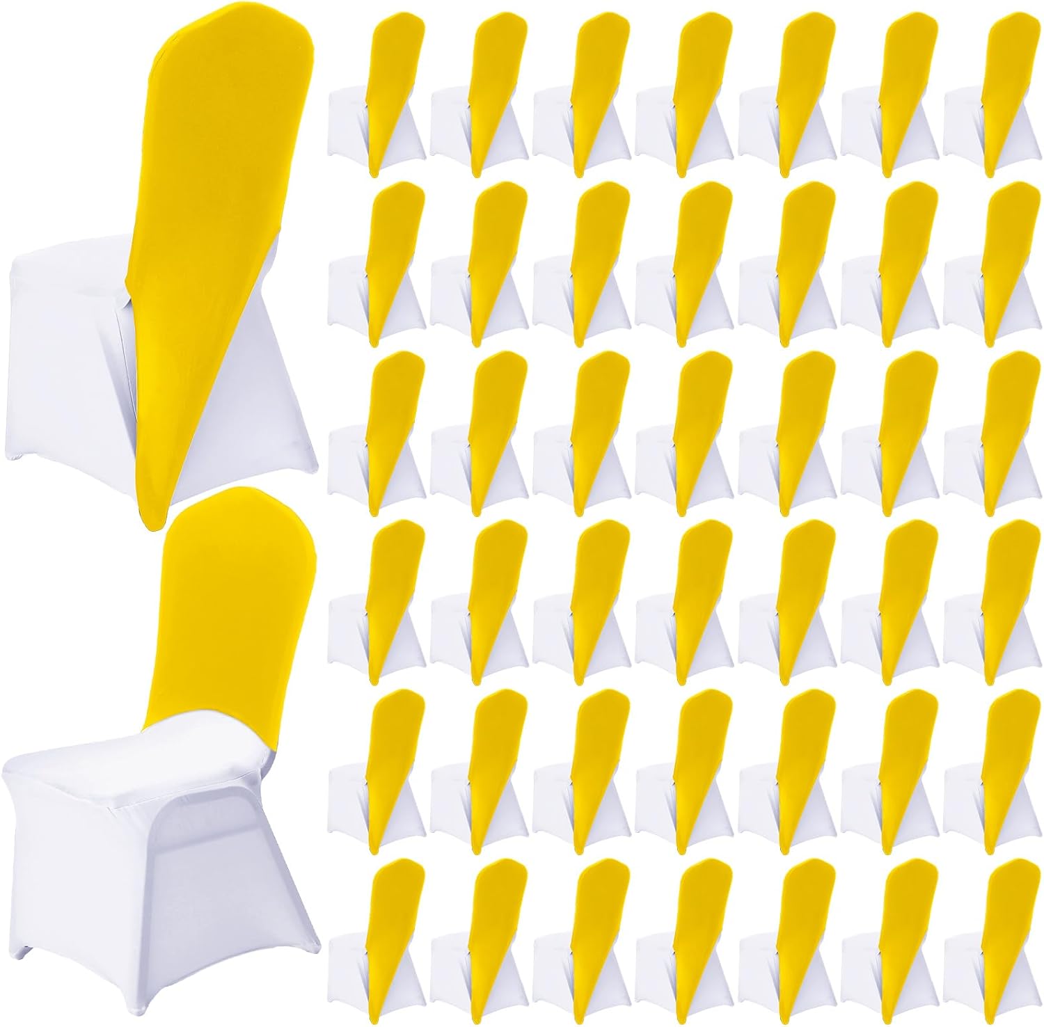 40 Pcs Chair Cap Covers Spandex Chair Hood Sash Hat Bands Folding Stretch Elastic Cover for Wedding Holidays Banquet Party Celebration (Yellow) Yellow 40