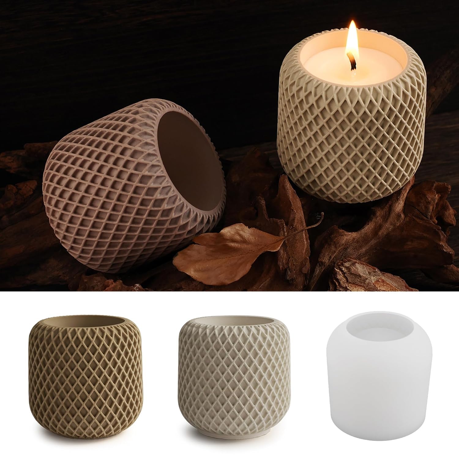 Candles Holders Resin Mold I Irregular Mesh Pattern Casting Plant Silicone Epoxy Candlestick Mould I Succulent Concrete Molds for DIY Jewelry Trinket Storage Flowers Plants Pot Decoration (PACK OF 1)-image-1