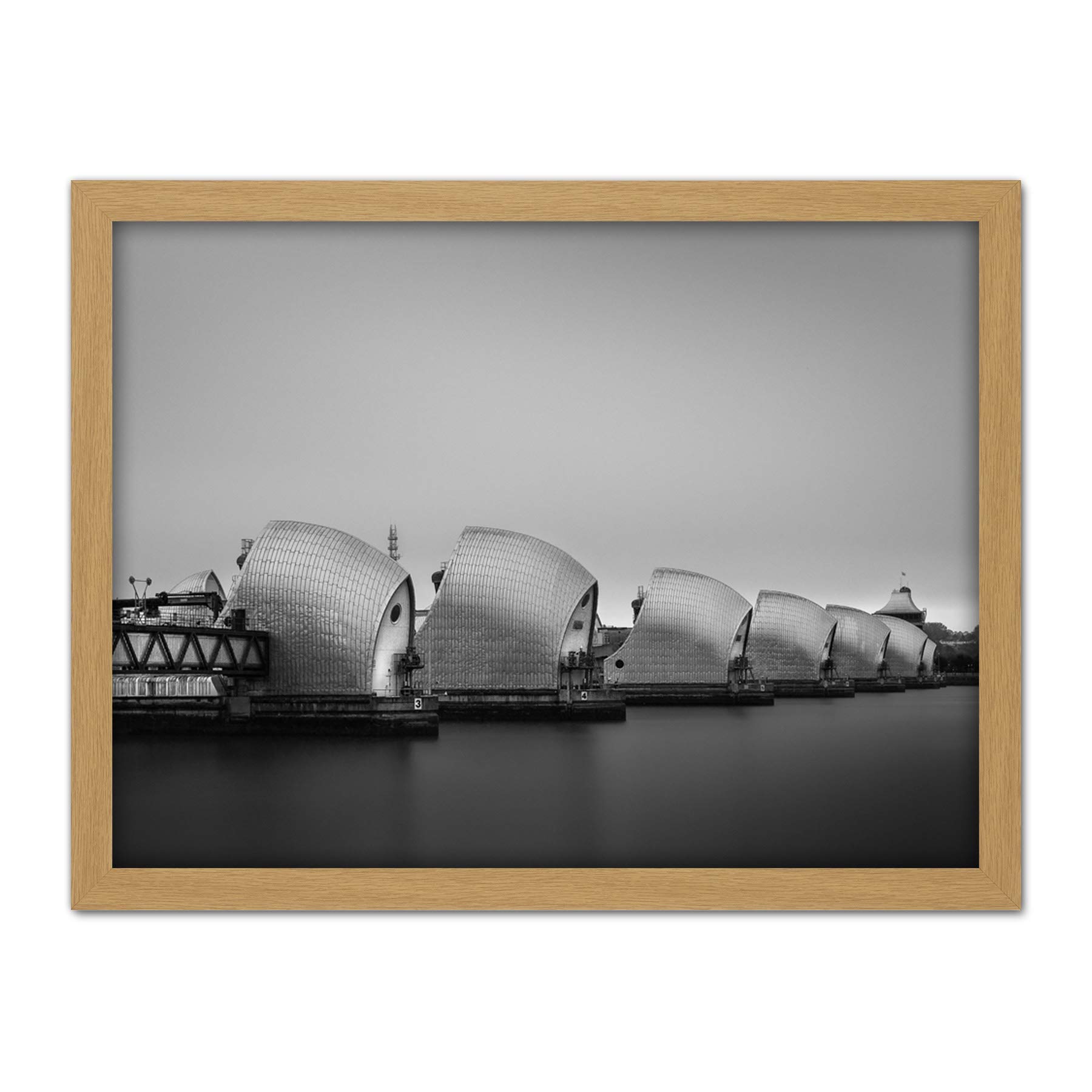 Artery8 Warby Thames Barrier River View Photo Artwork Framed Wall Art Print 18X24 Inch