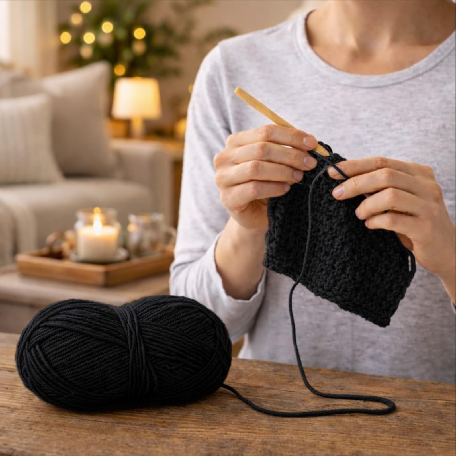 4-Ply Milk Cotton Yarn – 1.8oz/50g, 87.5yd/80m, for 4.5mm Needles & 4.0mm Crochet Hooks for Scarf Hand Knitting & Crochet Weaving DIY Craft, Black