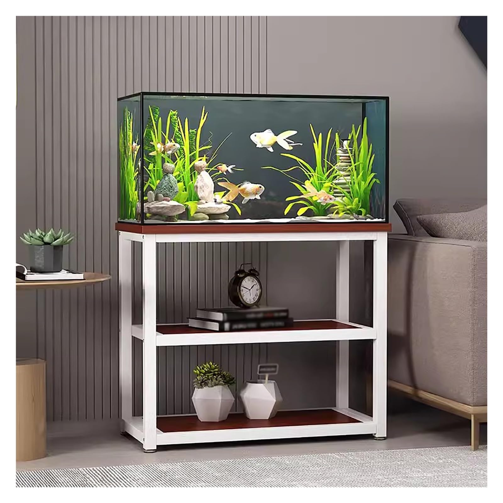 Stojak na akwarium, biały stojak na akwarium z pojemnikiem 10, 20, 5 galonów, stojak na akwarium stołowe, wytrzymały stojak na terrarium podłogowy (kolor:
