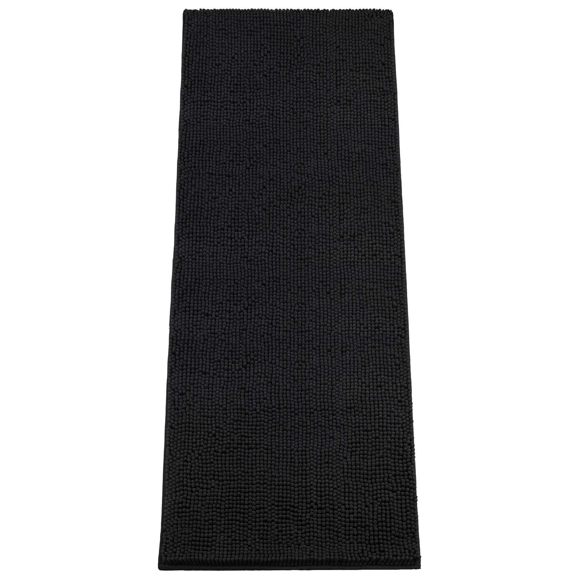 Absorbent Dog Door Mat for Muddy Paws, 60" x 24" Chenille Indoor Mats for Entryway, Trap Dirt Front Door Mat Indoor Entrance Washable Non Slip Soft Black
