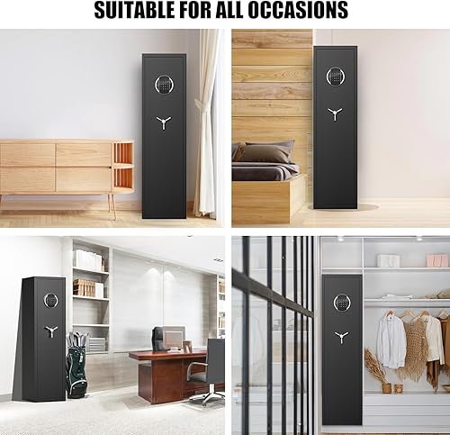 Miniatura 6 de Caja fuerte para armas de 5 pistolas, caja fuerte para rifle y pistolas caseras con pantalla LCD teclado y modo silencioso, cajas fuertes para armas