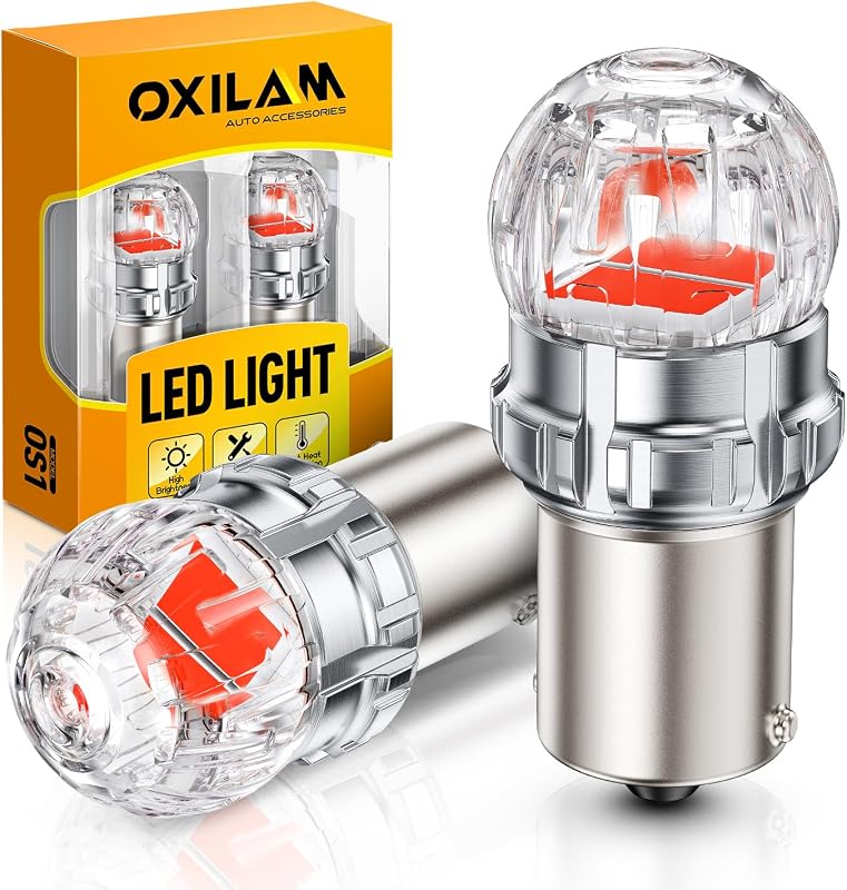 Lâmpadas LED 1156 OXILAM vermelhas para freio e lanterna 7506 BA15S P21W – Kit com 2 unidades