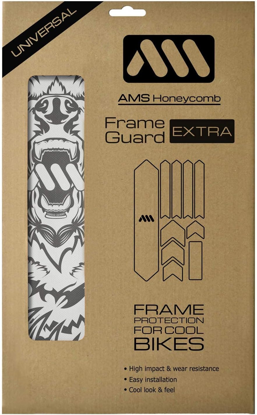 All Mountain Style Bike Frame Protector Extra - Universal Fit, 10-Piece Set for Down Tube, Chainstay, Cable Wear, High-Impact Honeycomb PVC