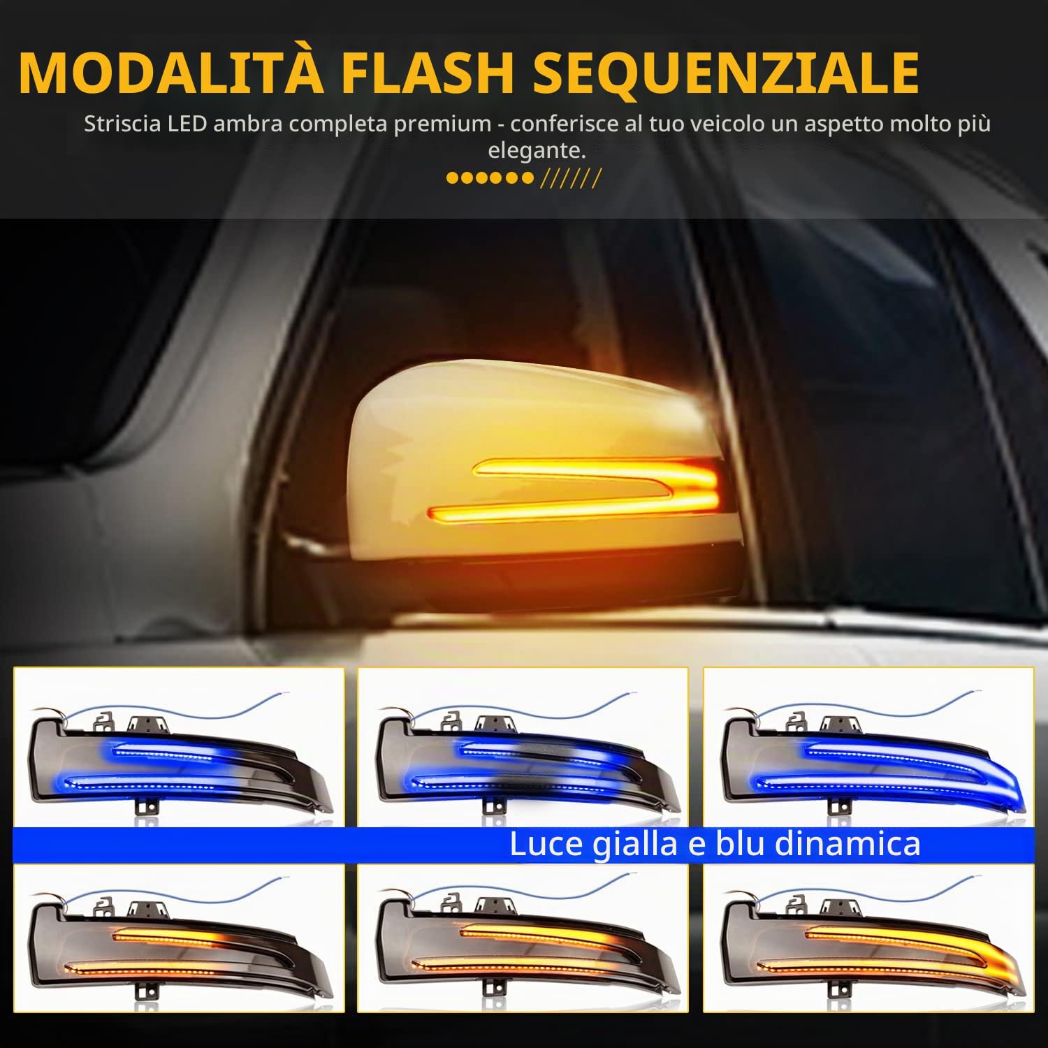 Coppia di Indicatori di Direzione, Indicatori di Direzione Sequenziali Ambra Compatibile con Mercedes Benz W176 W246 W204 W212 W221 CLA C117 X156 X204 W218, 2 Pezzi