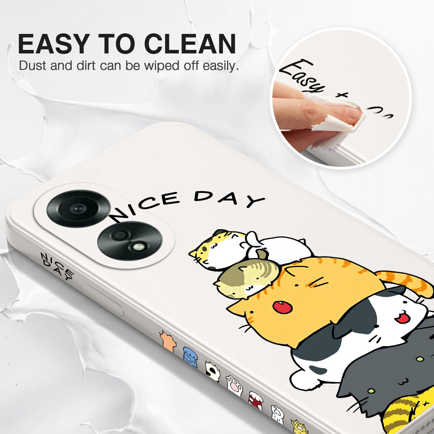 Cover XINYEXIN Per Oppo A58 4G - Custodia Trasparente Con Motivo Gatto, Morbida TPU Antiurto Con Angoli Rinforzati