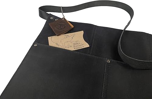 Miniatura 7 de Hide & Drink, Delantal de cintura, bolsillos remachados, accesorios de camarera y camarero, pantalones cortos de servidor, cuero de grano completo,