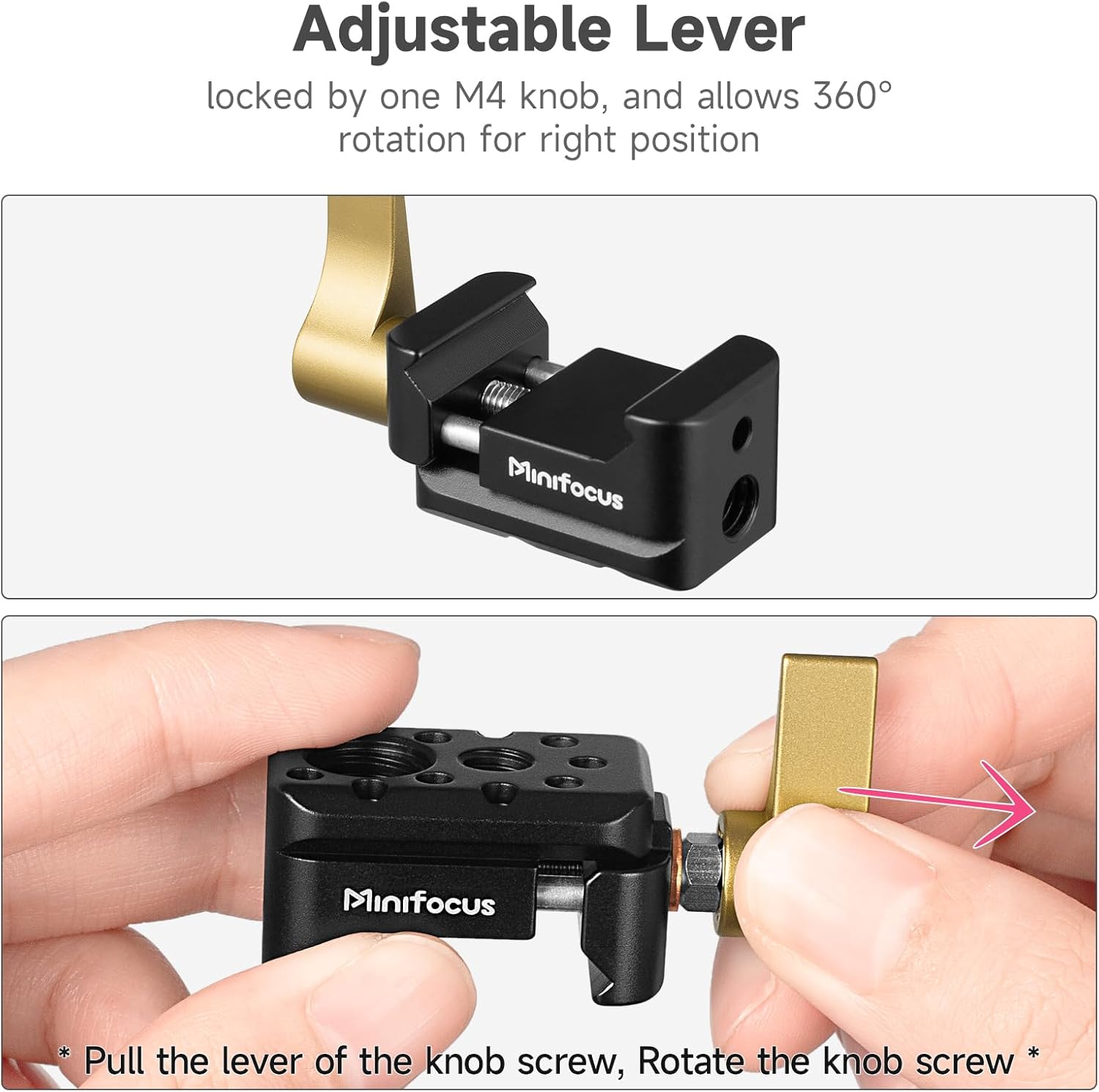 MINIFOCUS NATO Clamp, NATO Rail Lock Clamps Quick Release with 1/4" 3/8" ARRI Thread, Standard NATO Clamp for Camera Cage Friction Arm Ballhead Cold Shoe Monitor Mount - Image 6