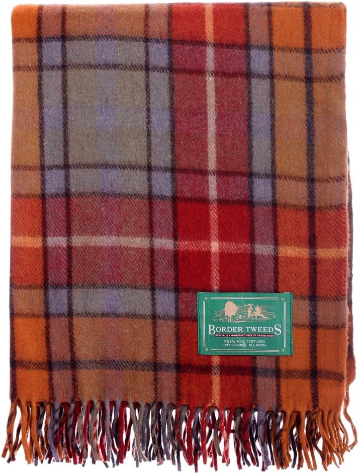 Knee Travel Rug Tartan Wool Blanket - Antique Buchanan - Fringed Edges, Lightweight, Soft Machine Washable Shawl