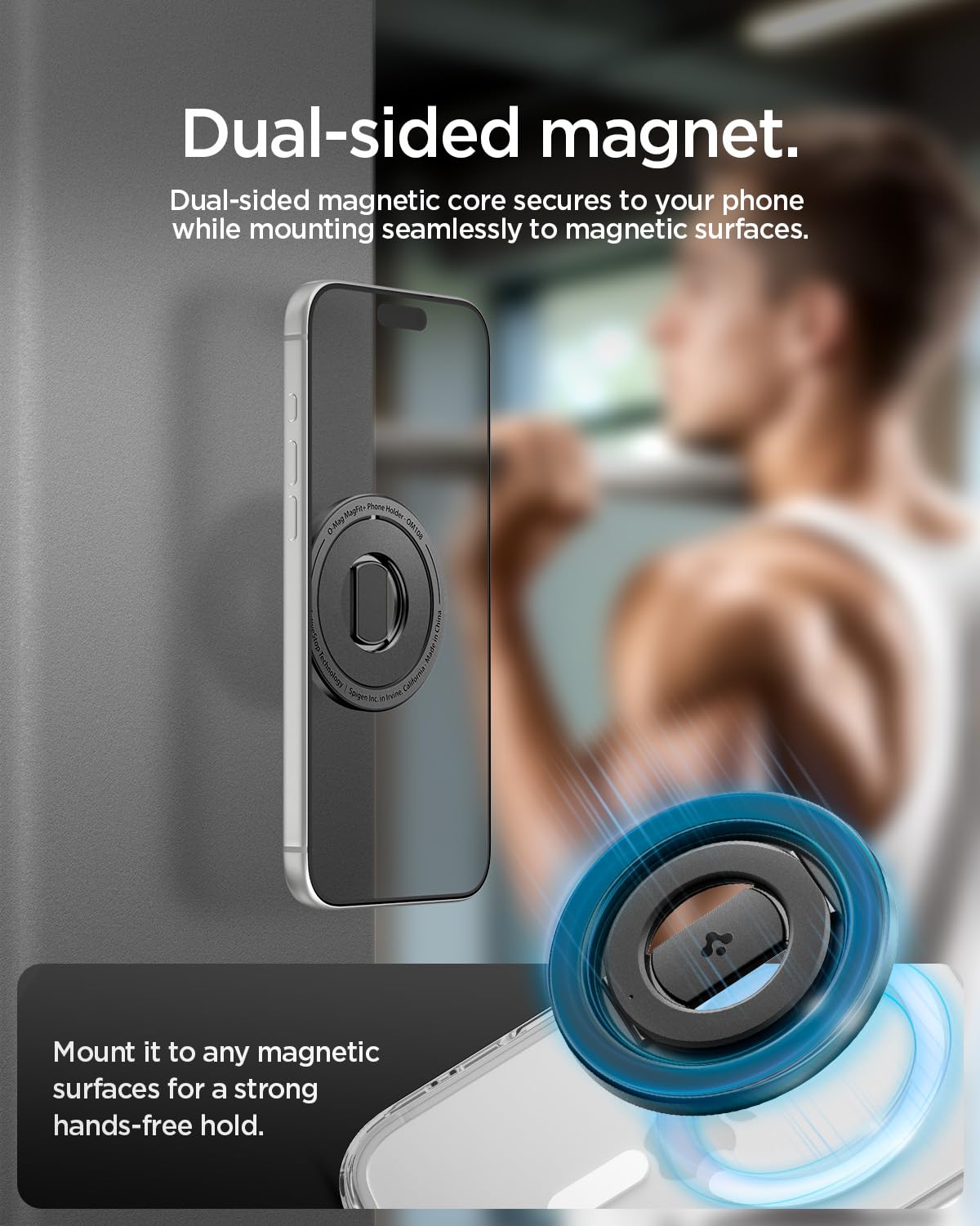 Spigen O-Mag MagFit+ Anneau MagSafe [Double Charnière] Support Anneau | Aimant Double Face pour iPhone 17, 17e, 16, 15, 14, 13 12 et Coques MagSafe pour Samsung S26, S25, Pixel 10 – Noir