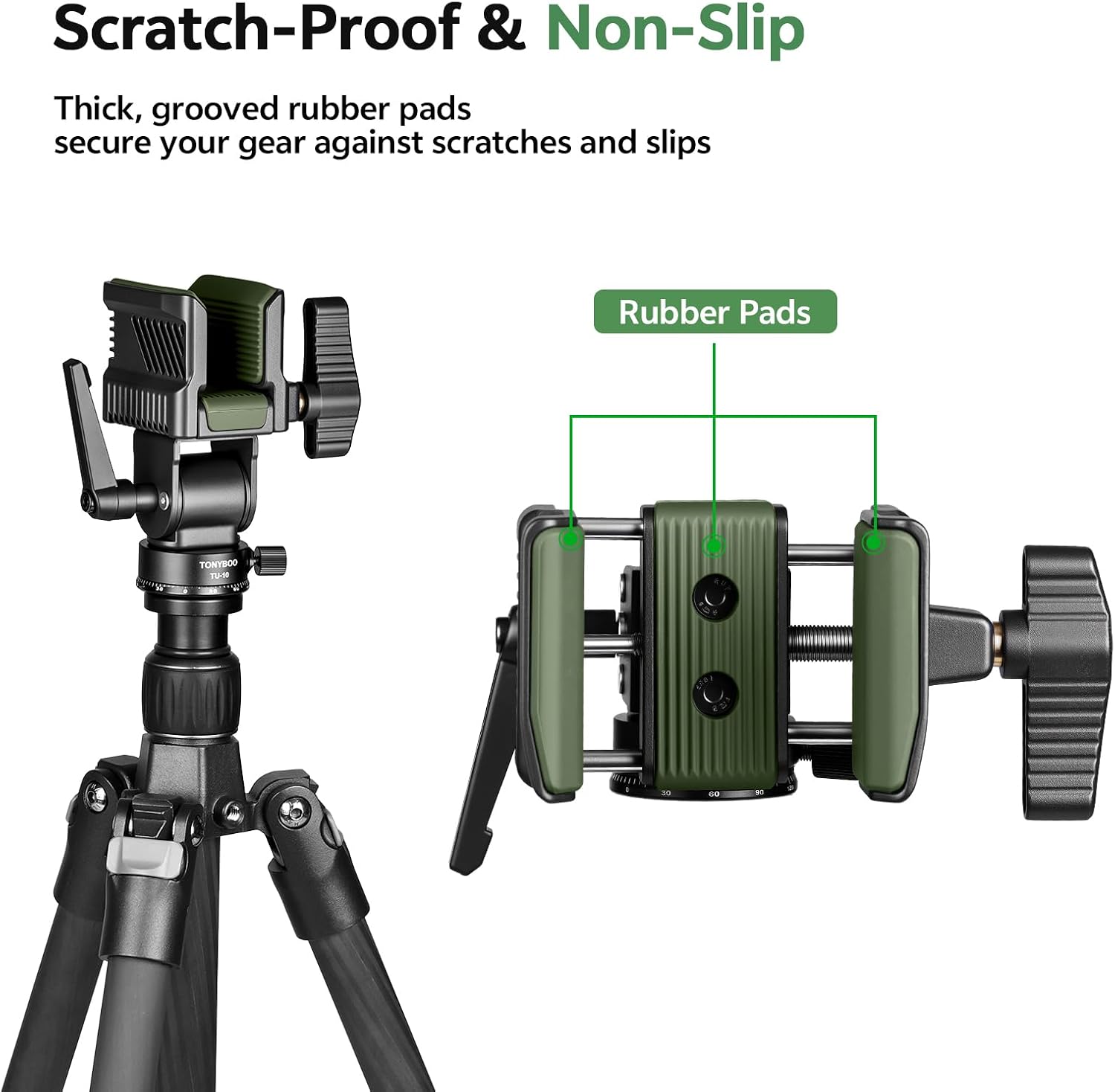 TONYBOO Shooting Saddle for Hunting Tripod, Rifle Clamp Saddle Mount with 360° Pan & ±90° Tilt, Tripod Gun Clamp for Shooting and Hunting