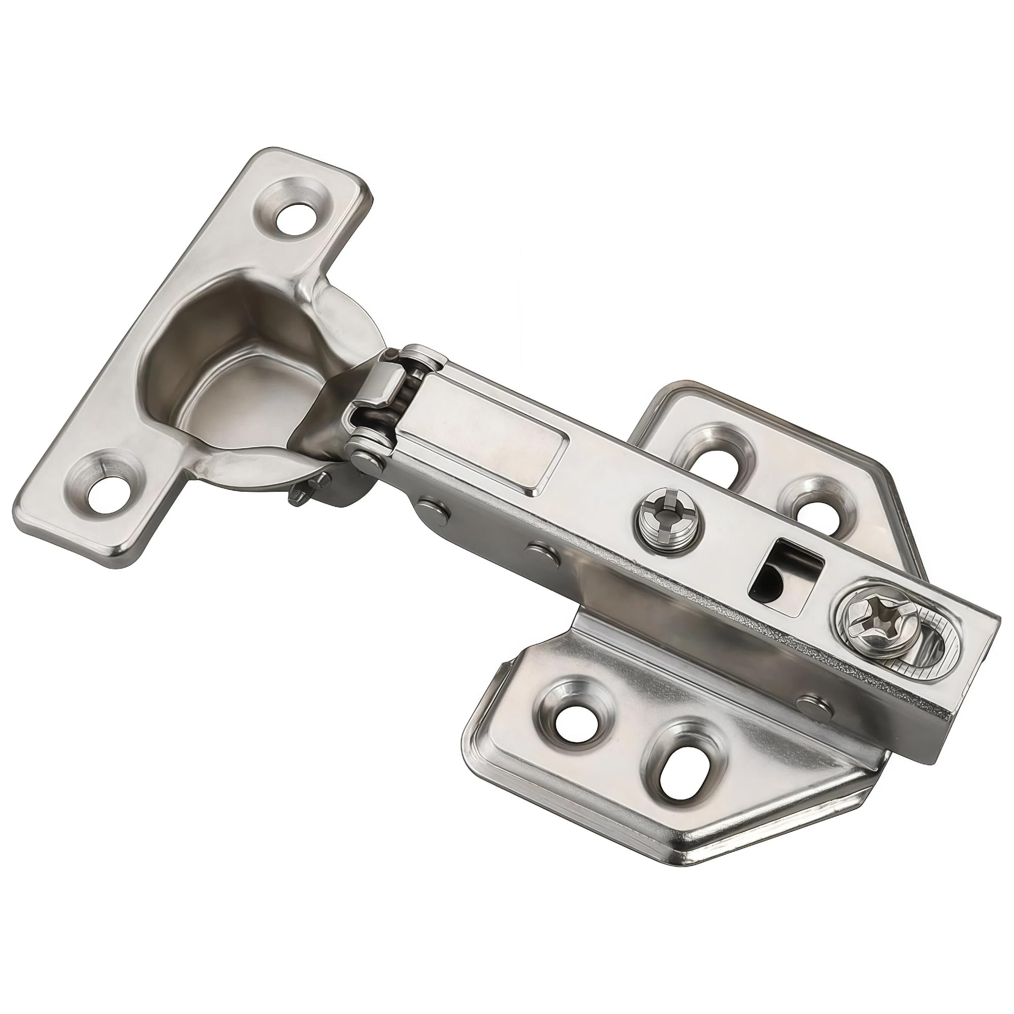 Cerniera a chiusura rallentata per porte sottili, mezza sovrapposizione, cerniera nascosta con viti, finitura in nichel, 26 mm, 10 pezzi