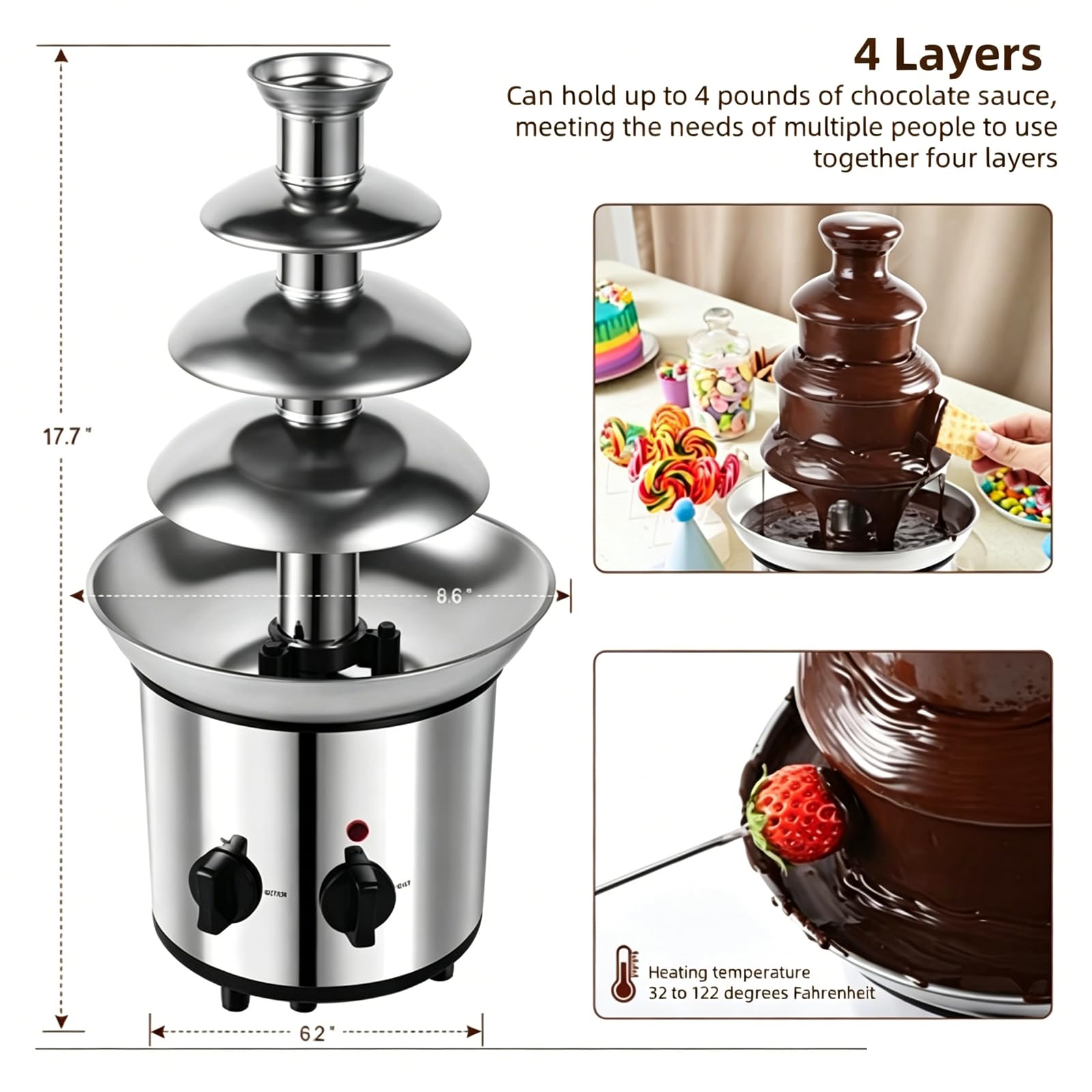 Máquina De Fuente De Chocolate De 4 Niveles, Juego De Fabricante De Fondue