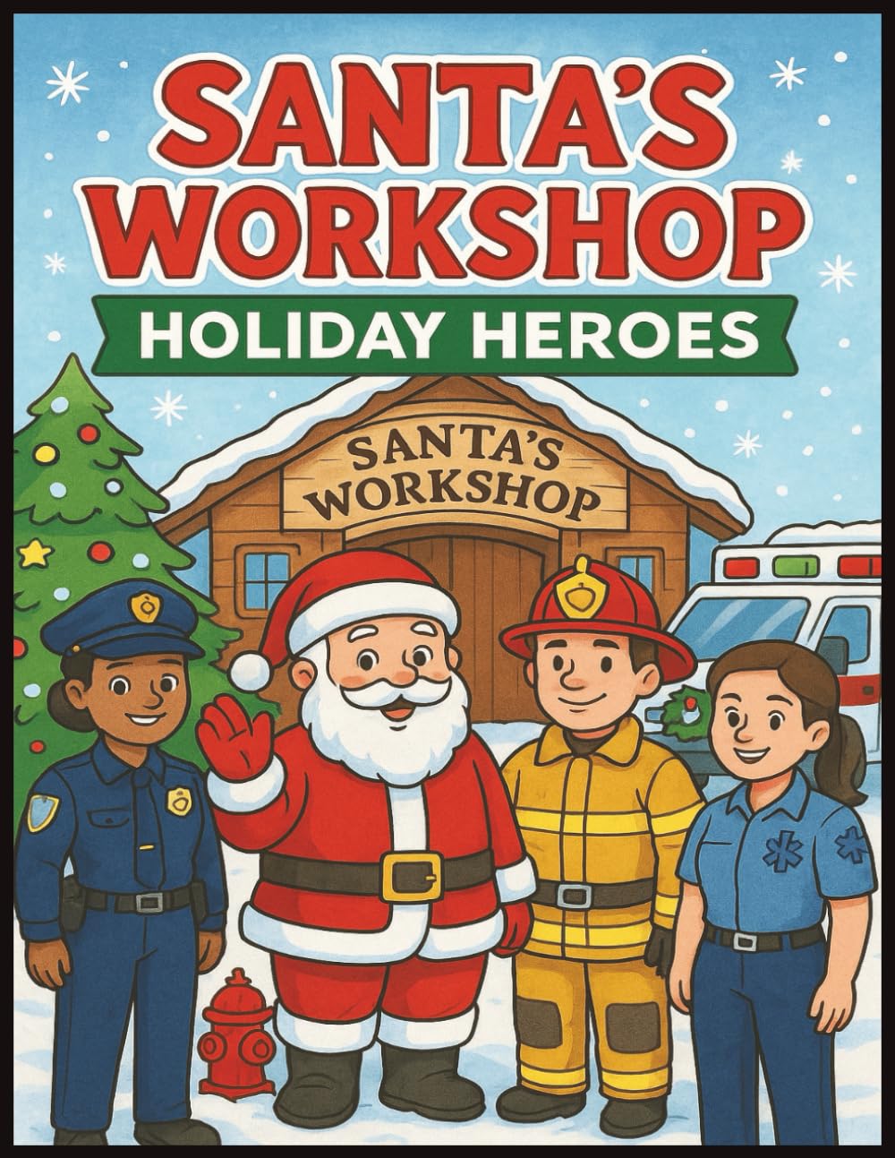 Santa's Workshop - Holiday Heros - First Responders: A Holiday Coloring Adventure Featuring Santa, Elves & America’s First Responders, Firefighters, Police, EMTs & Santa Working Together