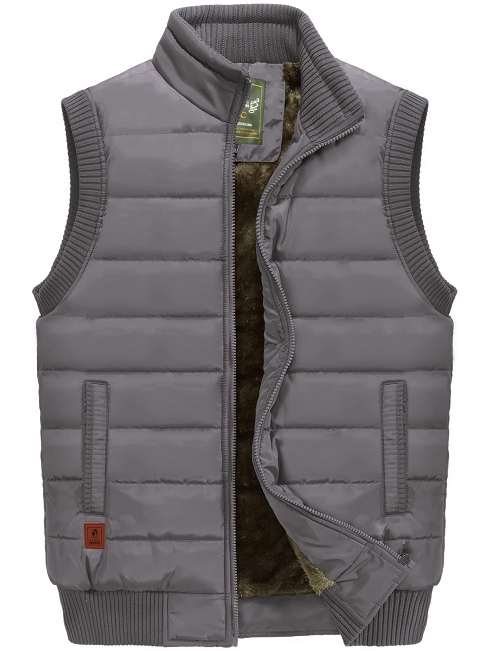 VtuAOL Men's Outerwear Vest for Men Winter Puffer Vests Fleece Lined Outdoor Warm Sleeveless Jackets