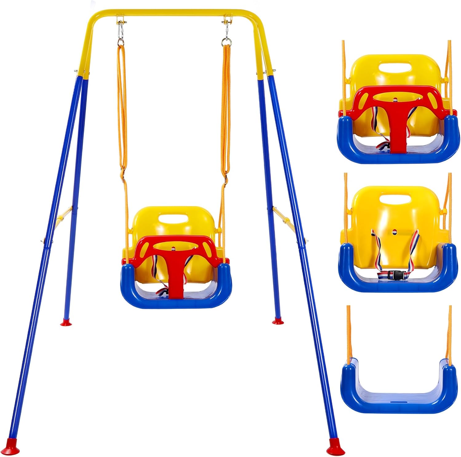 RedSwing Toddler Swing Set for Aged 6 Months to 10 Years, Portable Indoor & Outdoor Baby Swing Stand with Comfort Seat, Safe Single Swing for Home, Backyard, Playroom