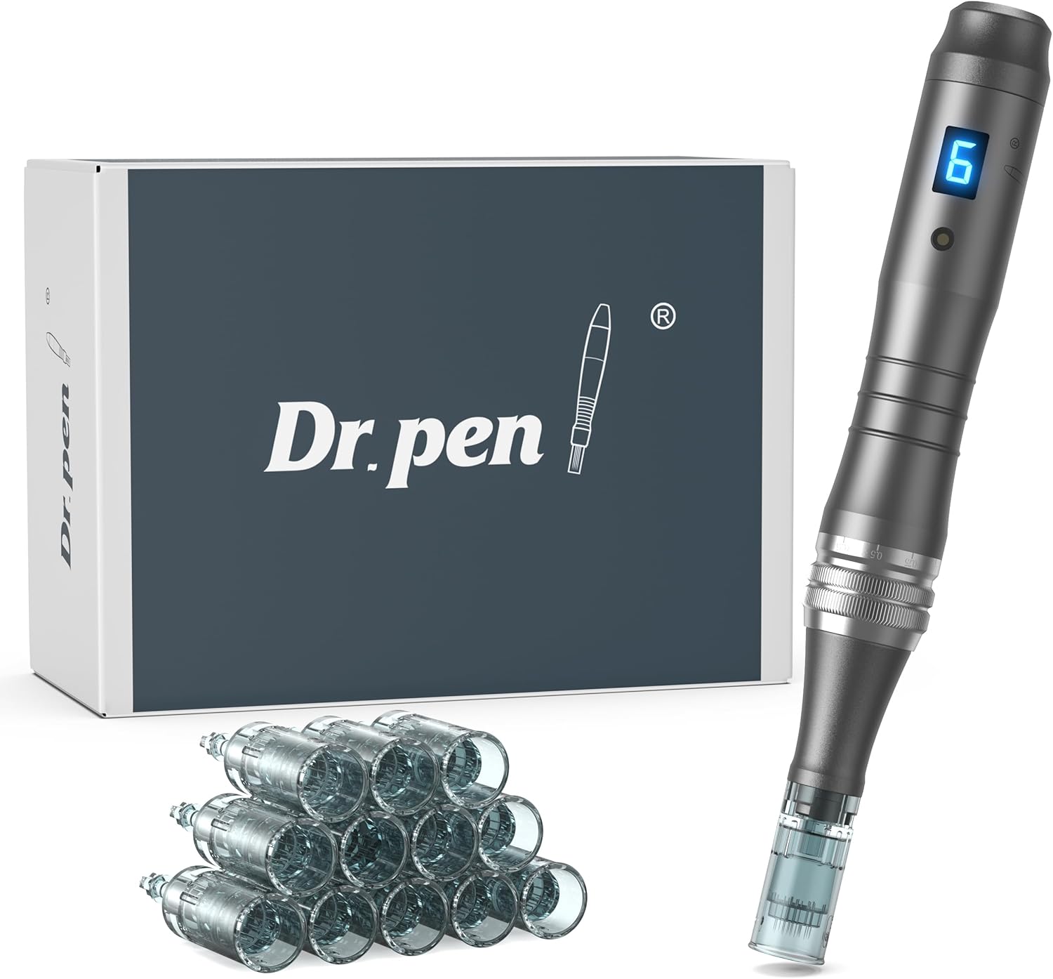 Dr. Pen Ultima M8 Microneedling Pen, Original Dr. Pen Wireless Microneedling Machine Professional Microneedle Pen Kit for Face Body Hair Beard Growth Gift Women – 12 Cartridges