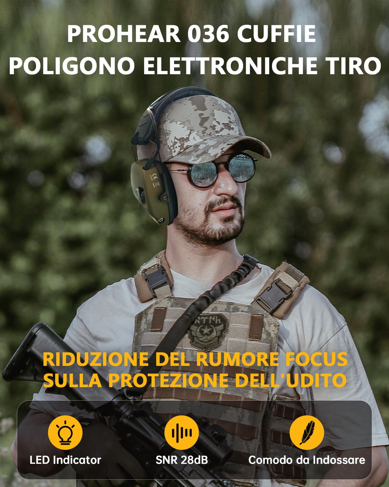 Prohear 27dB Adjustable Ear Cushions Hunting Protection - Dettaglio
