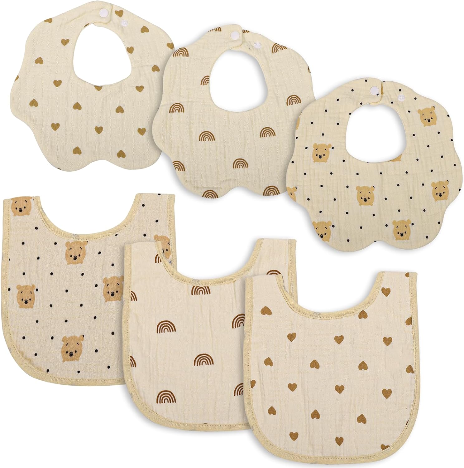 FOOK FISH Muslin Bibs 6 Pack Baby Bandana Drool Bibs