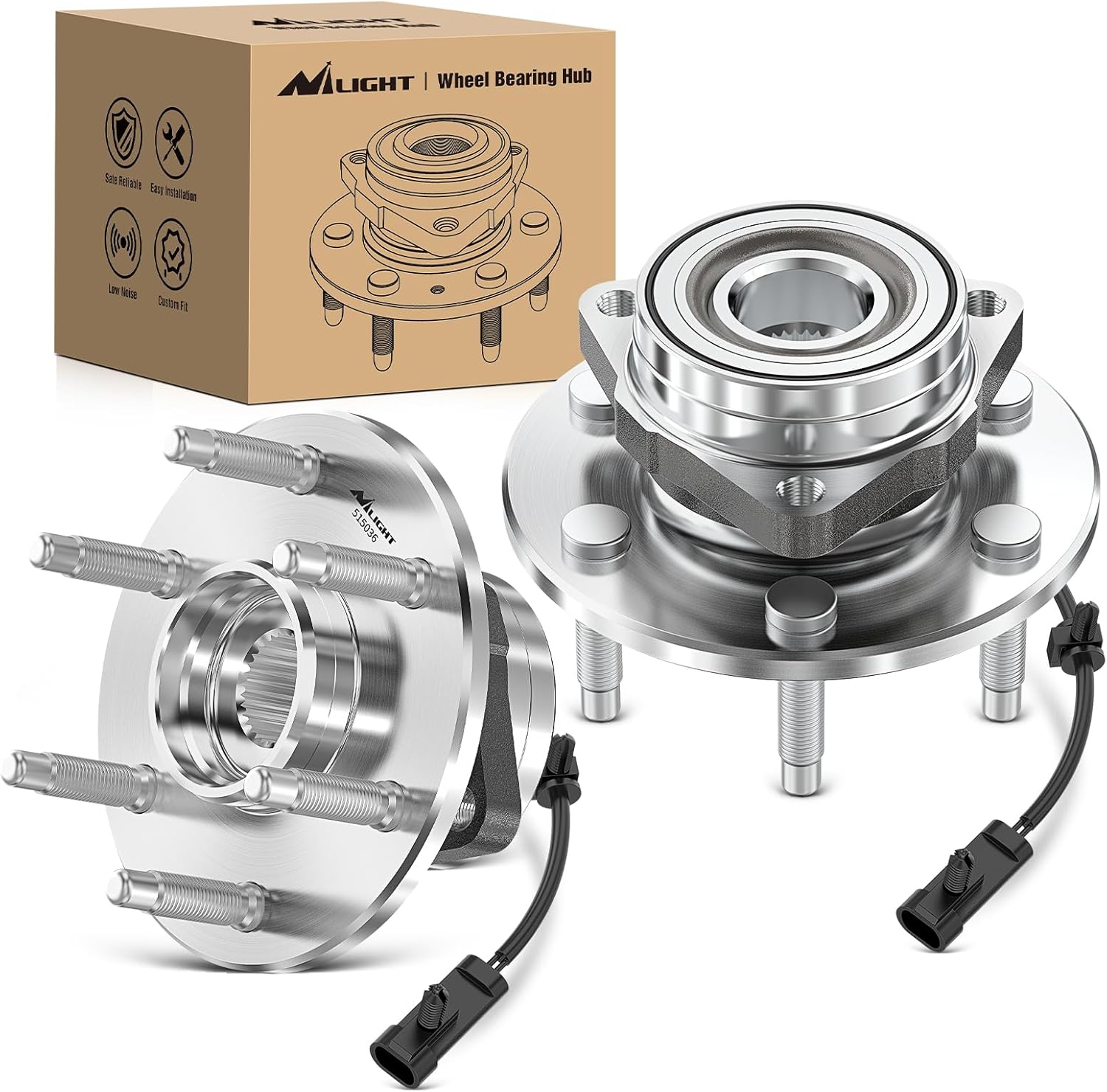 Nilight Front Wheel Bearing Hubs Assembly for GMC Chevy Silverado Sierra Avalanche 1999 2000 2001 2002 2003 2004 2005 2006, Yukon XL Suburban 1500 Tahoe Cadillac Escalade with 6-Lug, OEM 515036