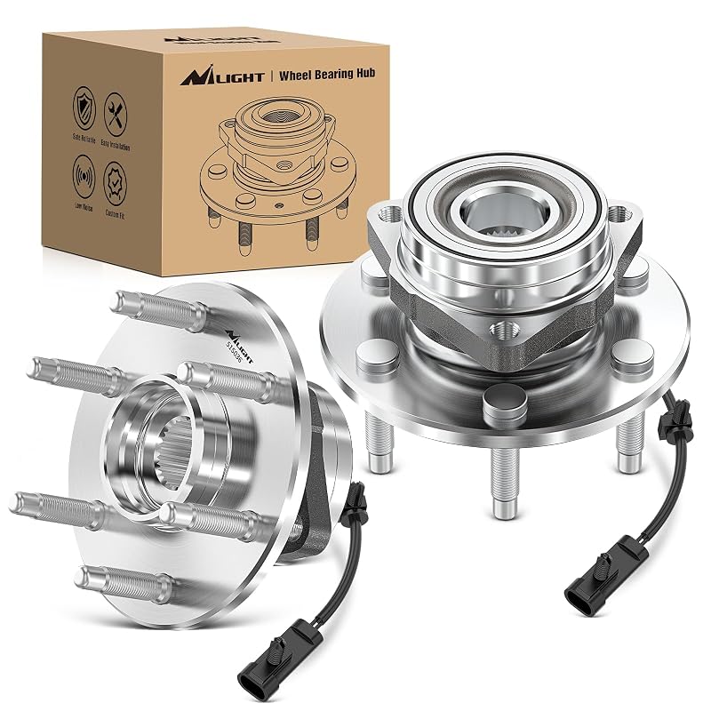 Cubo de roda dianteiro com rolamento Nilight 515036 para Chevrolet Silverado 1500 e GMC Sierra 1999–2006 – Par