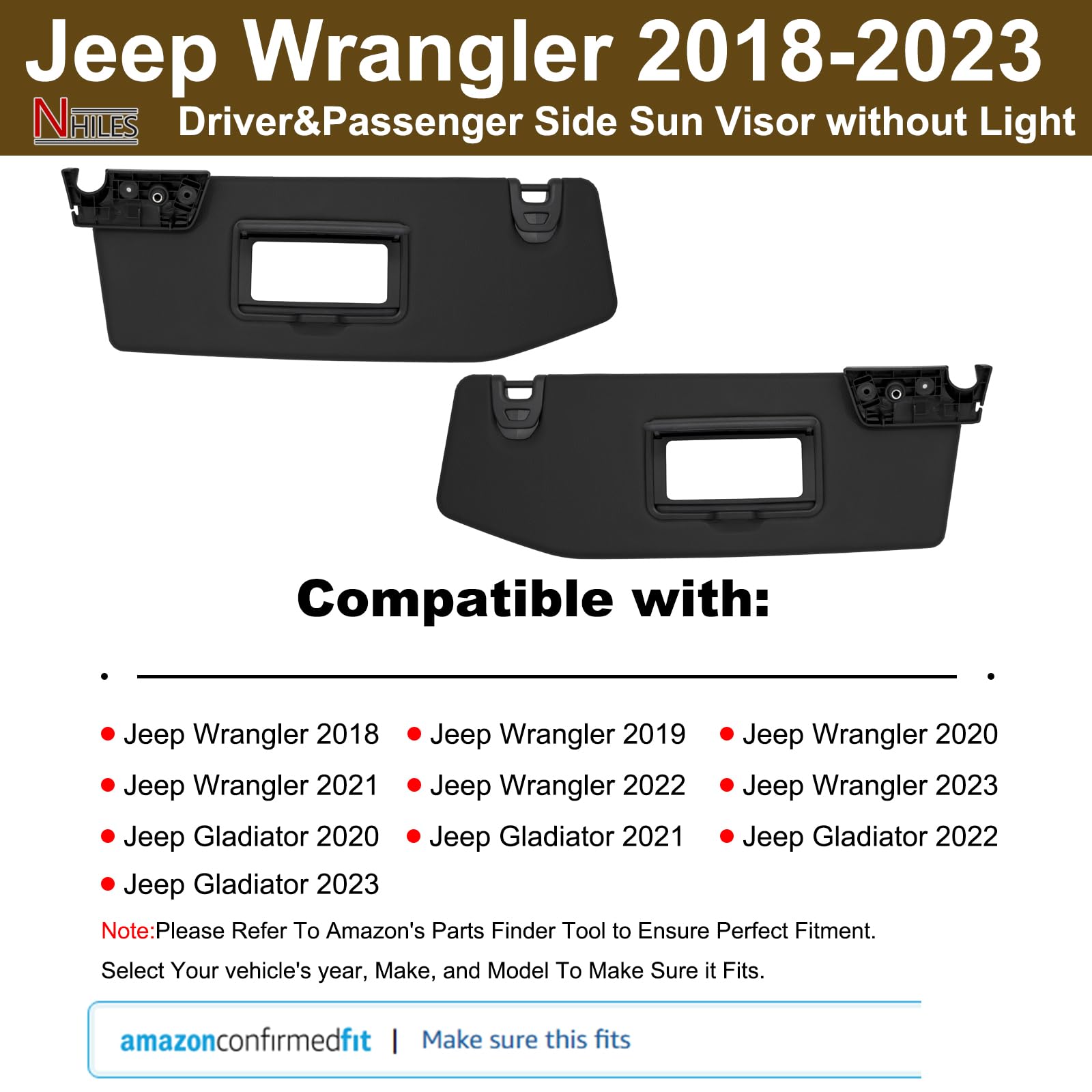 Amazon | NHILES 運転席&助手席側サンバイザー 2018-2023 ジープ