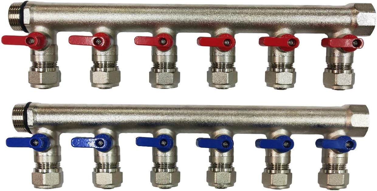 12 Loops PEX Plumbing Manifolds Radiant Heating Set Pex Pipe Manifold Red And Blue Handles