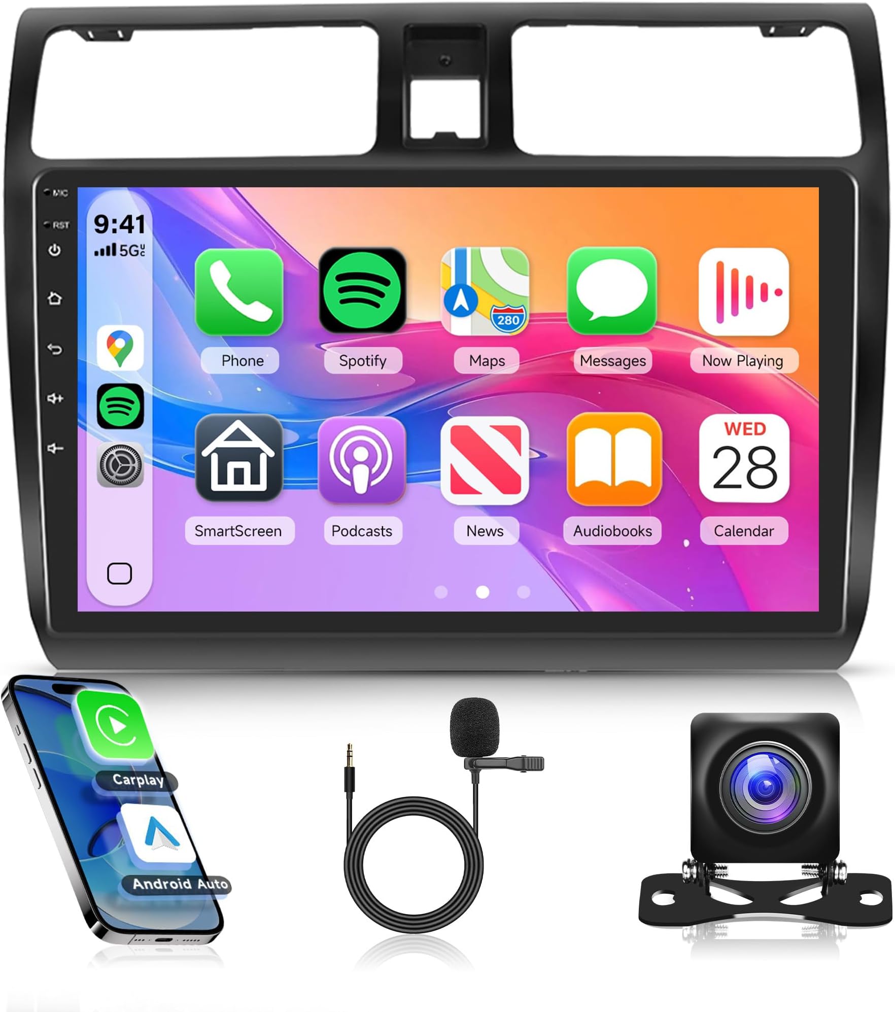Rimoody Android Car Stereo Radio for Suzuki Swift 2005-2010 Wireless Carplay Android Auto GPS Navigation WiFi, 10.1 inch Touchscreen Bluetooth FM EQ Mirror Link Backup Camera