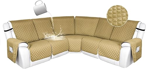 Miniatura 72 de HDCAXKJ 100% Fundas impermeables para sofá seccional reclinable en forma de L, funda de sofá reclinable acolchada lavable, fundas de esquina para