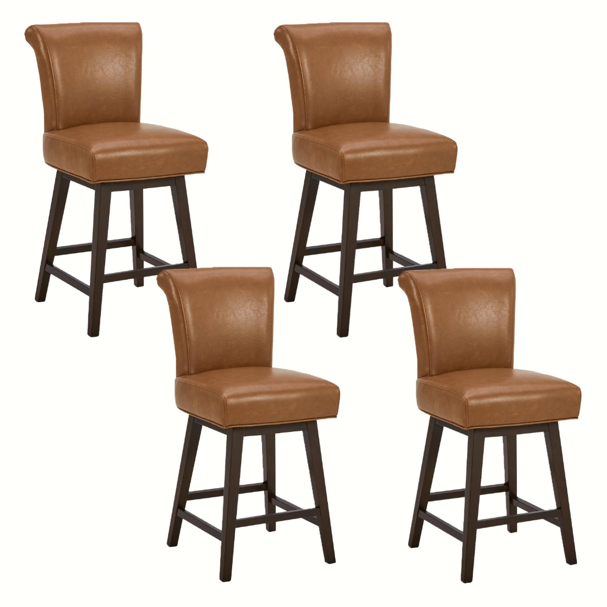 CHITA Faux Leather Swivel Bar Stools Set of 4