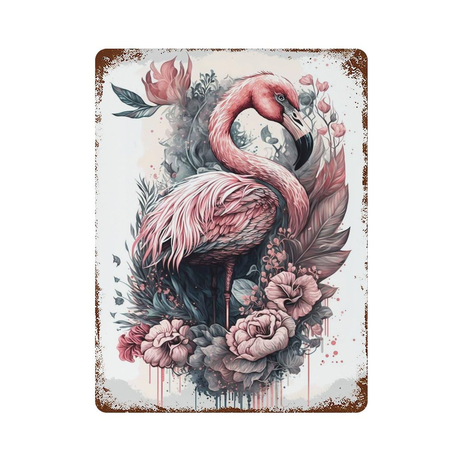 Flamingo Imaginative Decorative Tin Sign 15.7"x11.8", Old School Wall Decor for Garage, Pub Or Kitchen