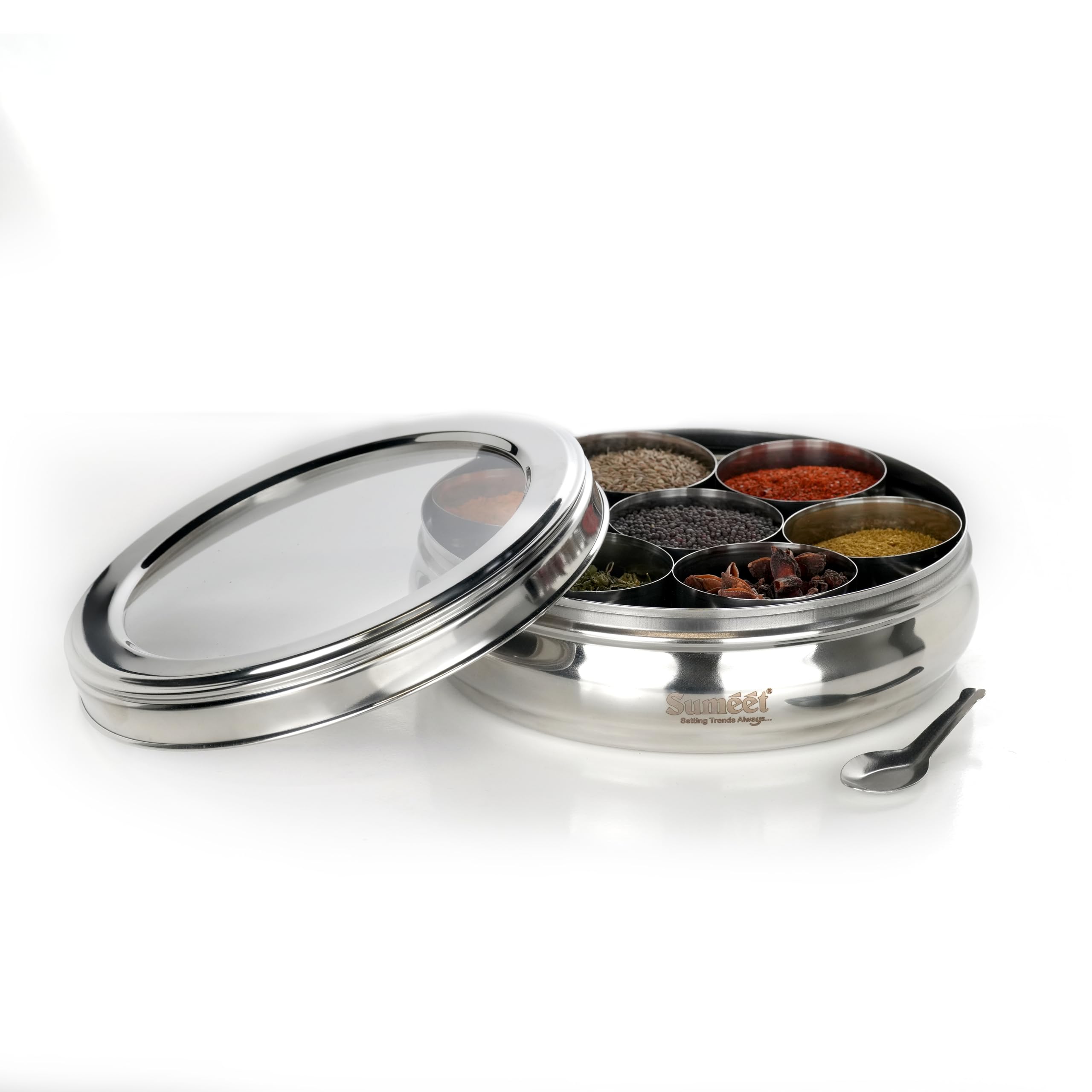 Amazon.com: Sumeet Stainless Steel Belly Shape Masala (Spice) Box