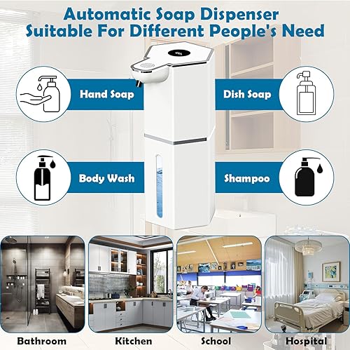 Miniatura 6 de Dispensador automático de jabón espumoso, recargable por USB, dispensador de jabón para platos sin contacto con espuma ajustable de 4 niveles, plato