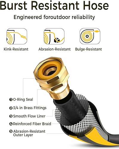 Miniatura 3 de GLAHODEN Carrete de manguera de jardín retráctil, 12 pulgada x 130 pies, resistente a los rayos UV, carrete de manguera de agua automático montado