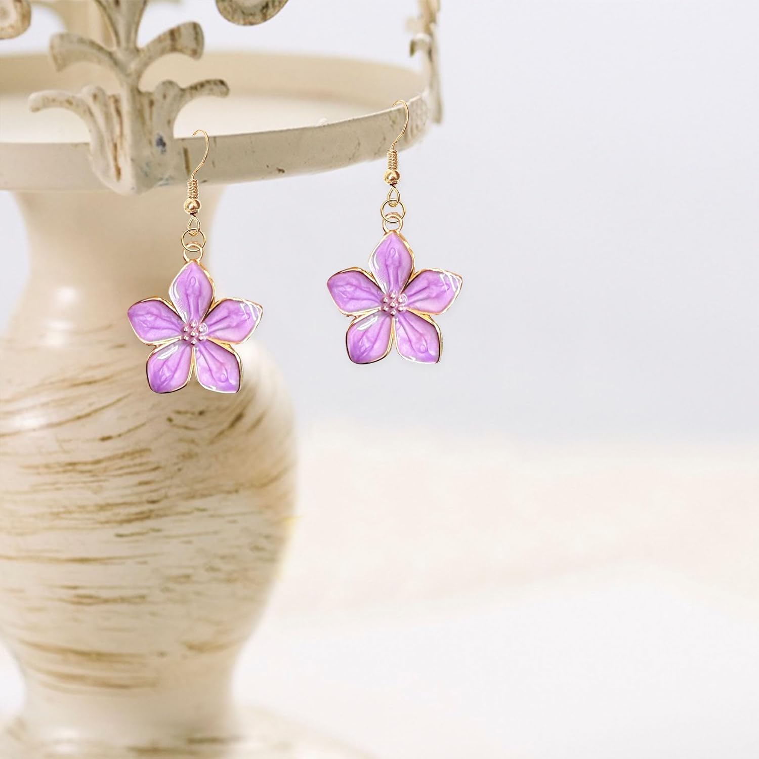 Elegant Oil Drop Enamel Petal Flower Earrings Handcrafted Dainty Floral Stud Earrings for Women Lightweight Jewelry - Image 5