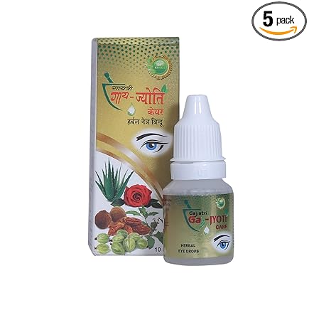 Gay Jyoti Care Herbal Eye Drops with Triphla, Aloe Vera, Relieves Dryness, Irritation, Certified by Ayush Department-10ml (Pack of 5)