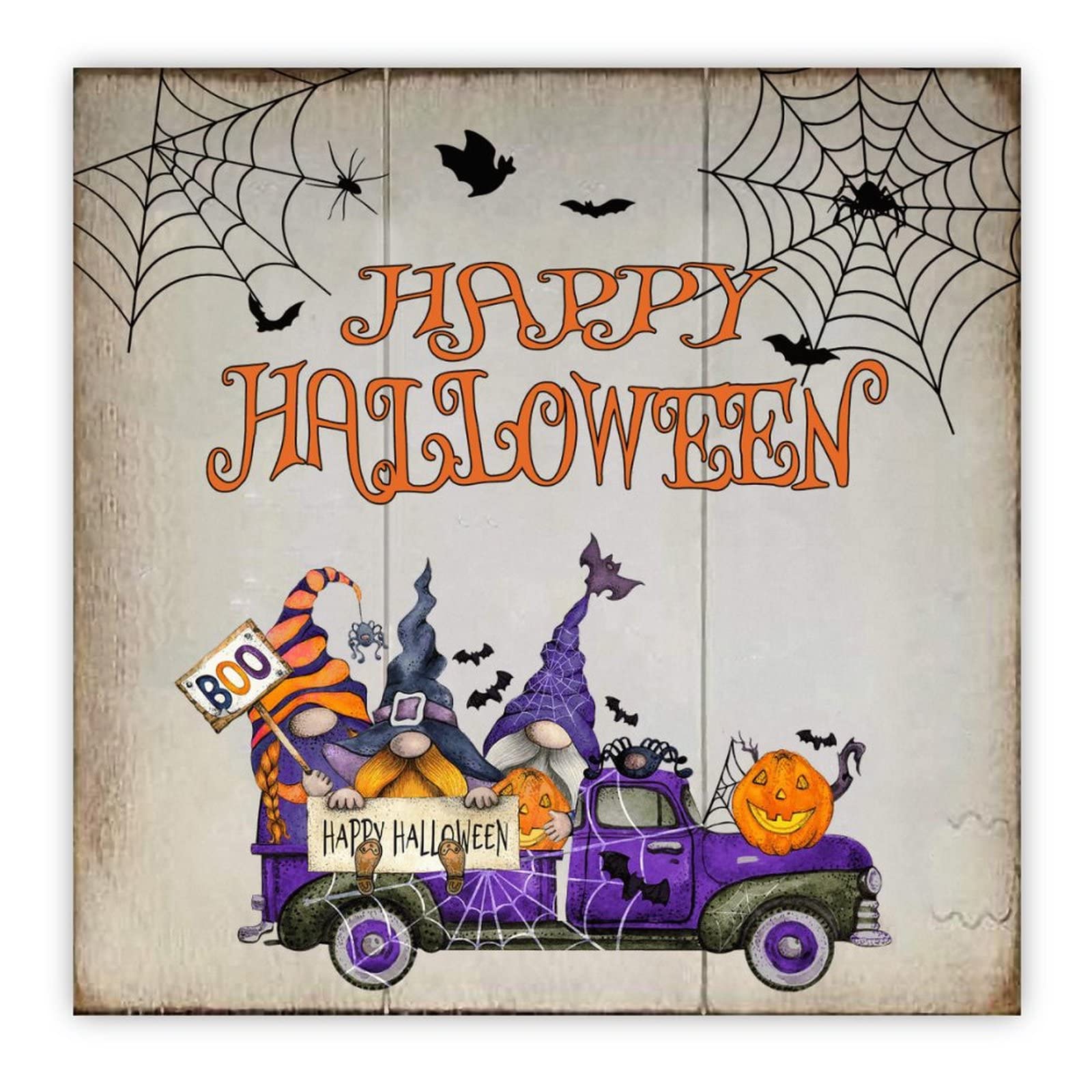 Plaque murale décorative en bois de cuisine Halloween violet
