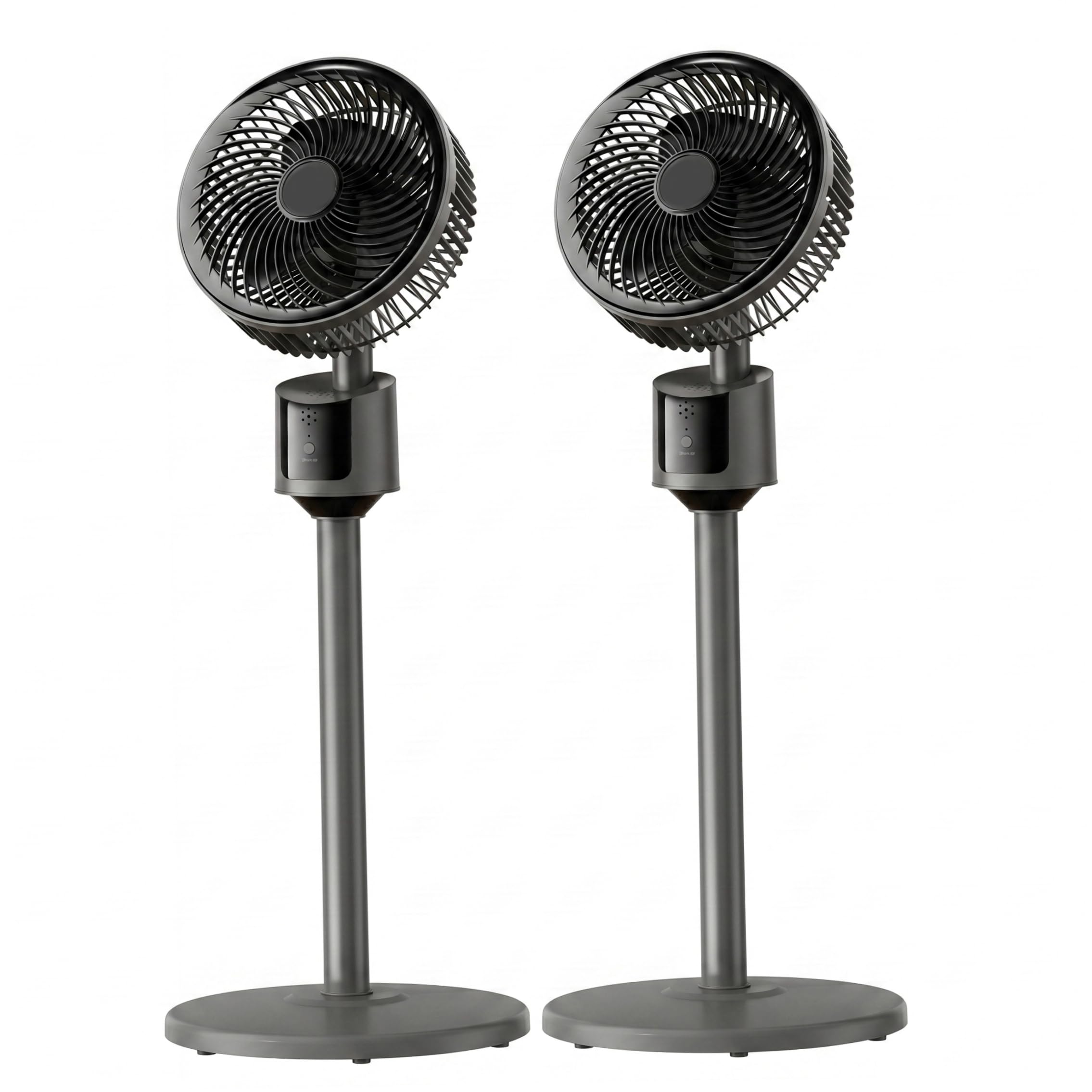 Grtheenumb Oscillating Fan, 2pcs Pedestal Fan Oscillating, Standing For Bedroom, 3-speed 5m Airflow, Quiet Usb-powered Cooling Fans, Gray
