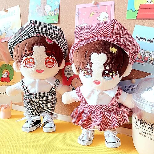 Miniatura 4 de niannyyhouse Muñeca Dressup 7.8in20cm Muñeca de felpa estilo universitario pata de gallo ropa para niños (negro)