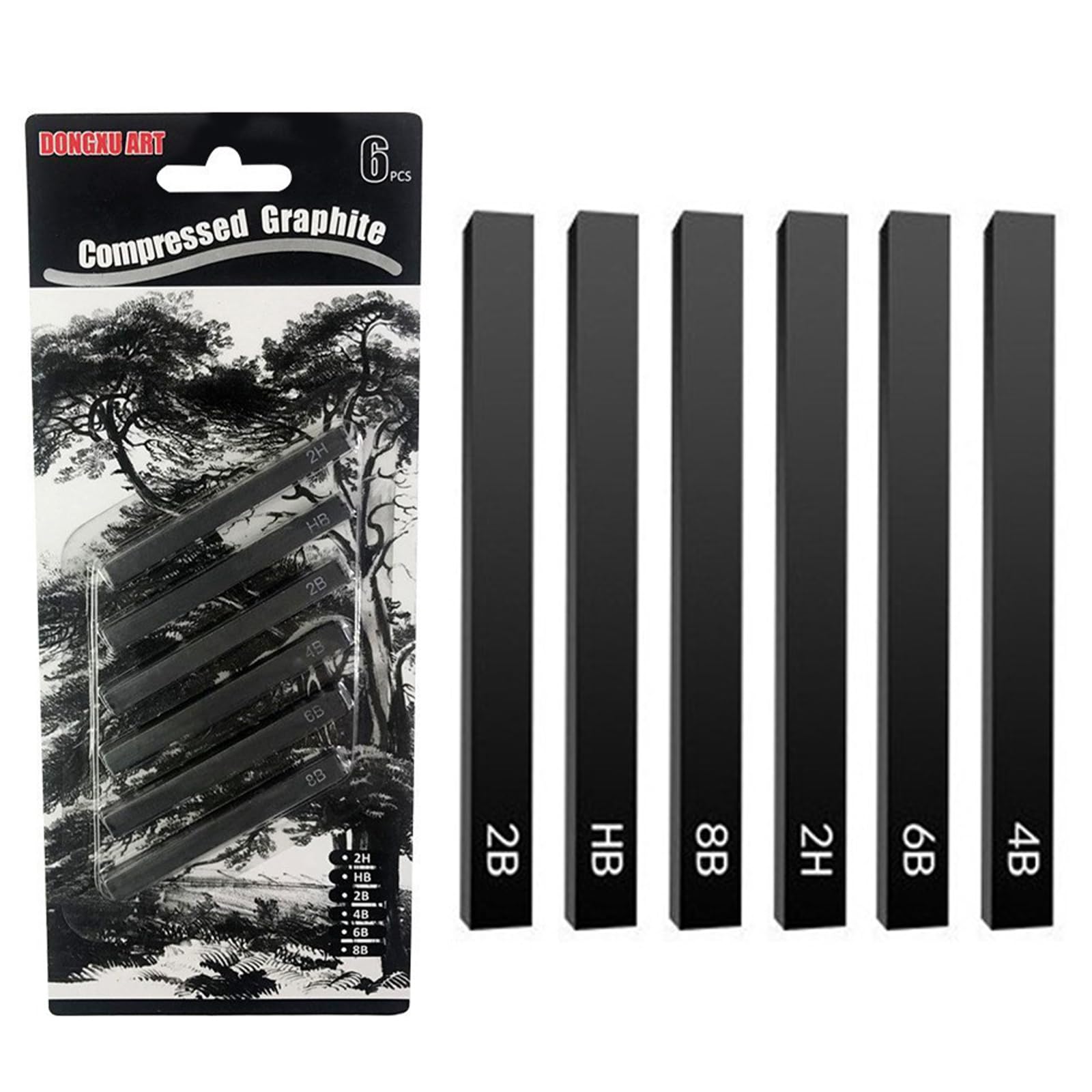 Butyeak Palos de Carbón Comprimido Cuadrado, Palitos de Carbón, Lápices de Carbón para Dibujar, 6 Piezas Lápices de Carbón para Dibujar Bocetos, HB Lápiz de Dibujo de Grafito para Dibujar Sombrear