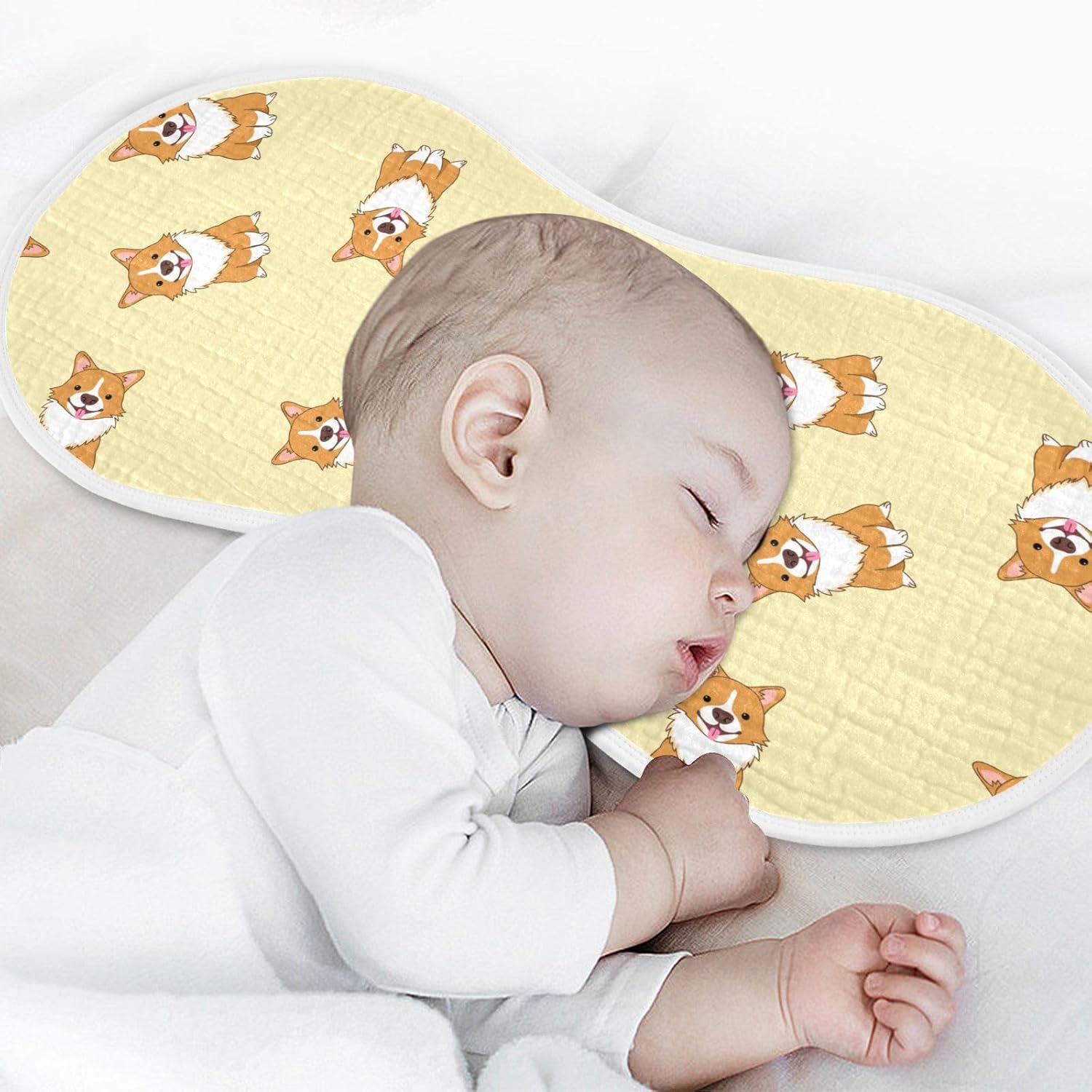 Cute Corgi Dog Pattern Muslin Burp Cloths for Baby 4 Pack Soft 100% Cotton Baby Washcloths Bibs for Boy Girl