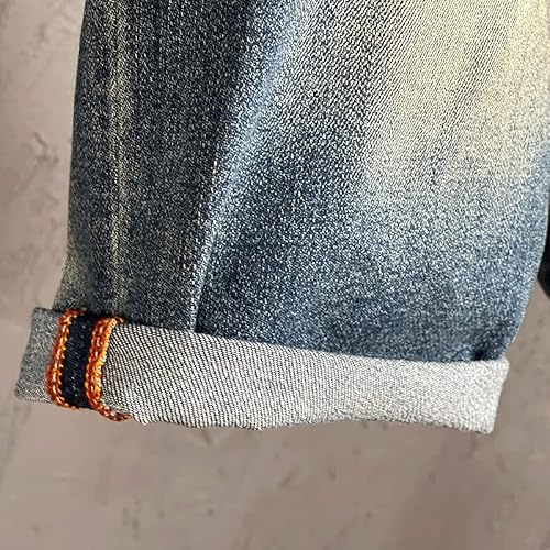 Kjhd Men's Blue Shorts Summer Cotton Stretch Regular Fit Denim Shorts Men's Denim Straight Pants (Color : A, Size : Asia 30) #TOP4