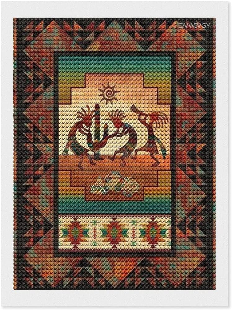 DVWIVGY 5D Diamond Painting Kits Native American Diamond Art for Adults Kids, Full Round Drill Paint by Numbers Arts Pictures for Home Wall Decor Gifts 12 x 16 inch